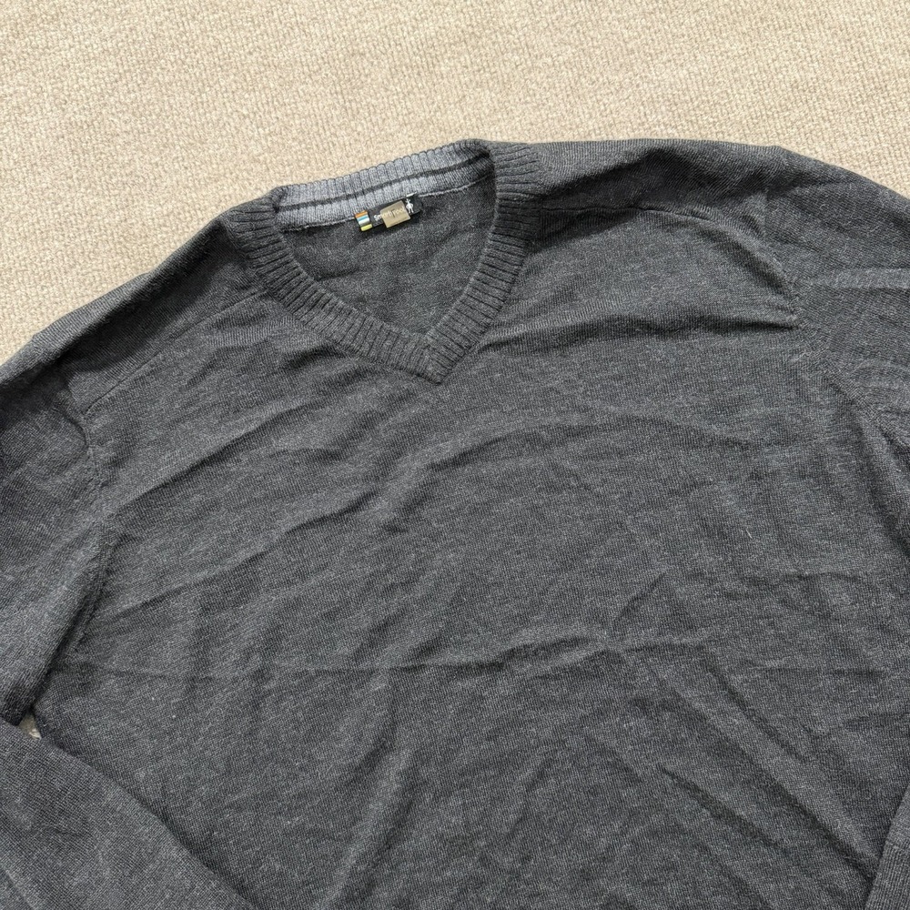 Smartwool Kiva V Neck Black Sweater Men's Size Large Merino Wool Blend